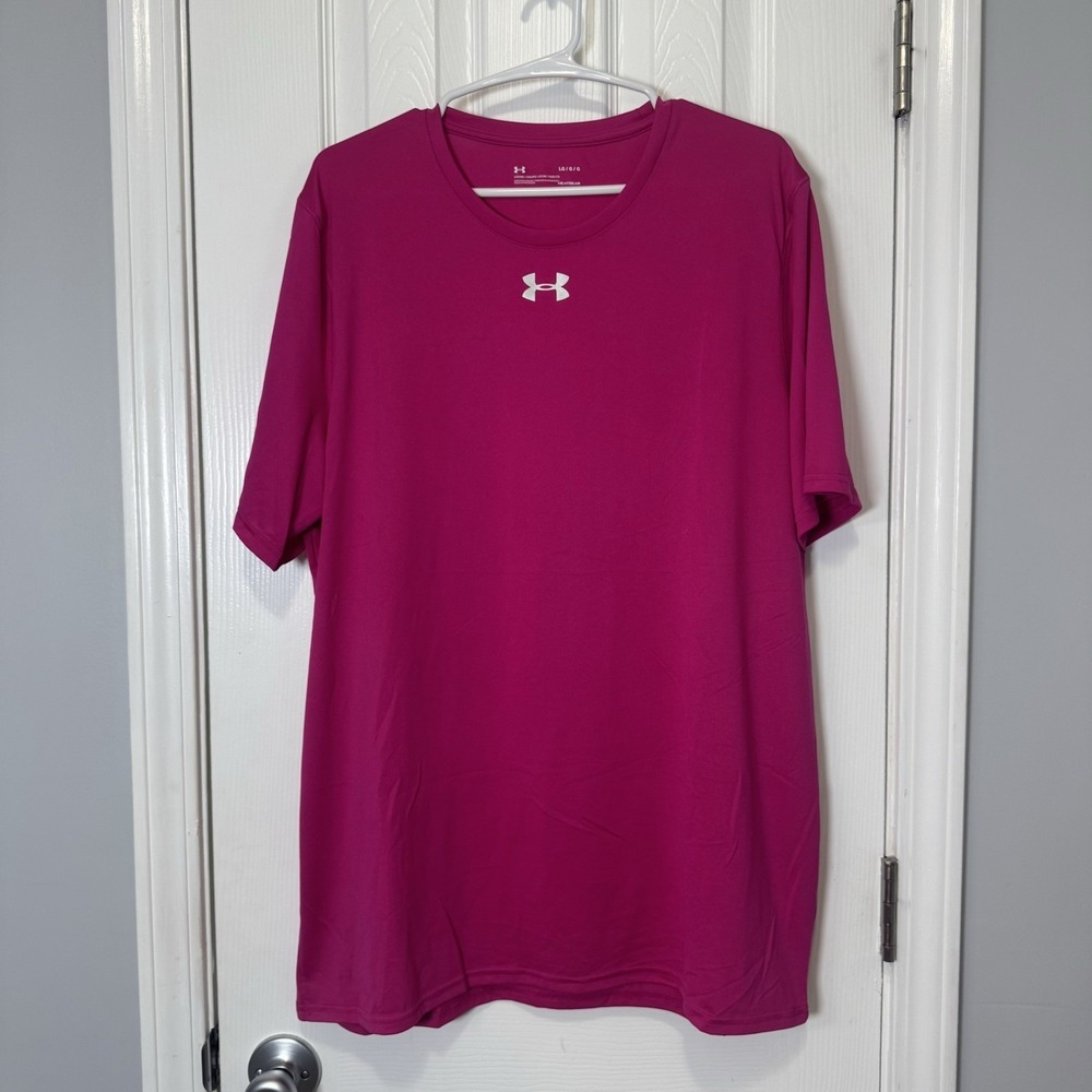 Under Armour Women's Heat Gear T-Shirt Crewneck Loose Fit Hot Pink Size Large